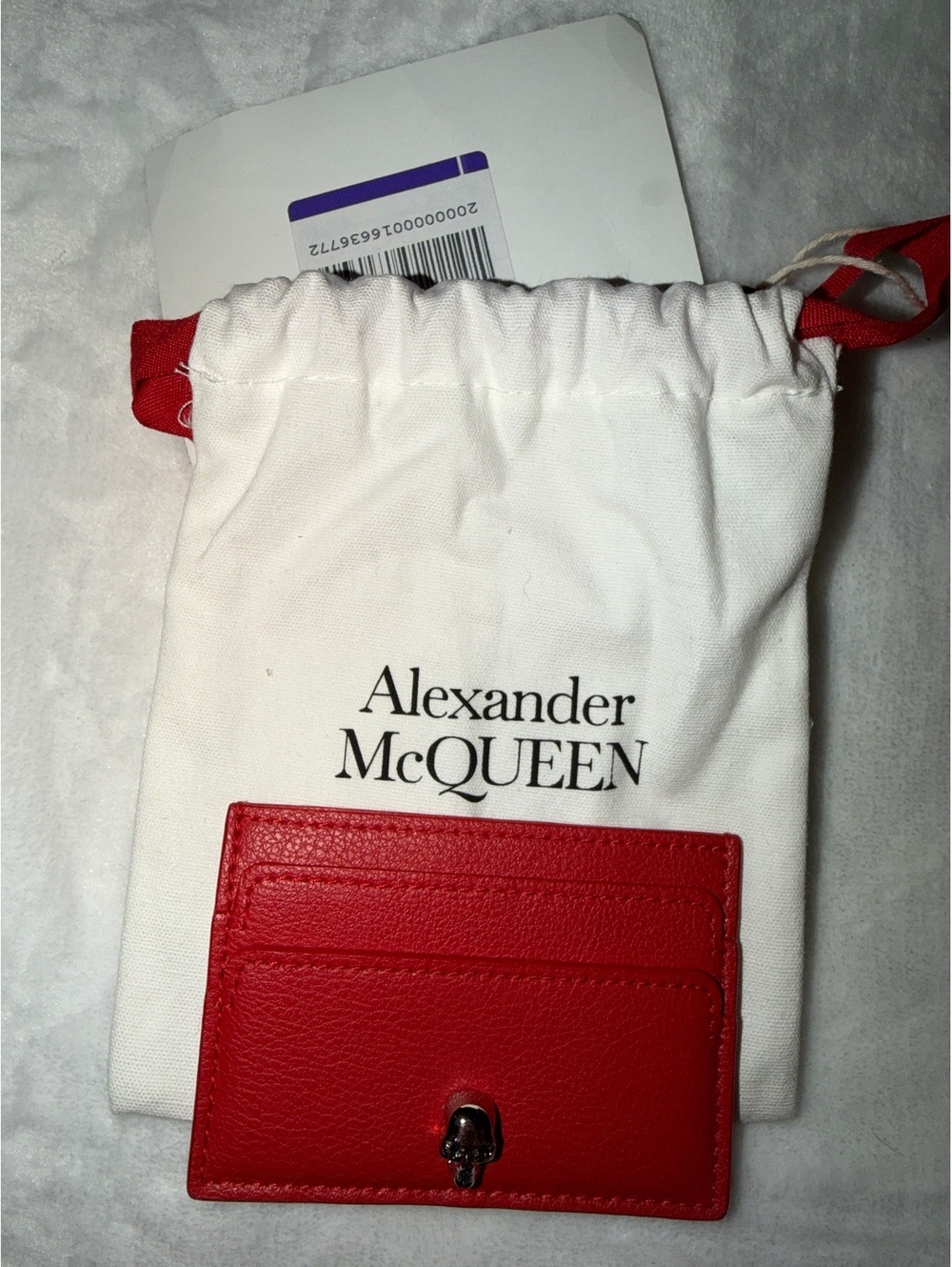 Alexander McQueen Red Leather Card Holder with Skull Detail NWT